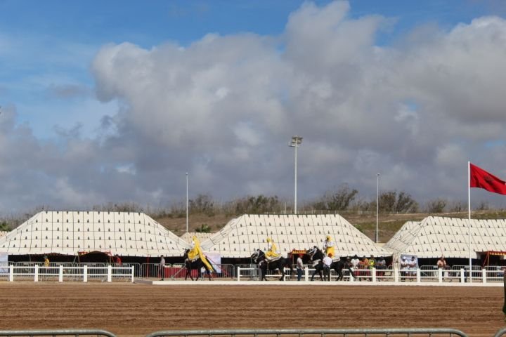 Tentes aménagées des troupes à la tradition marocaine au salon du cheval d'el Jadida