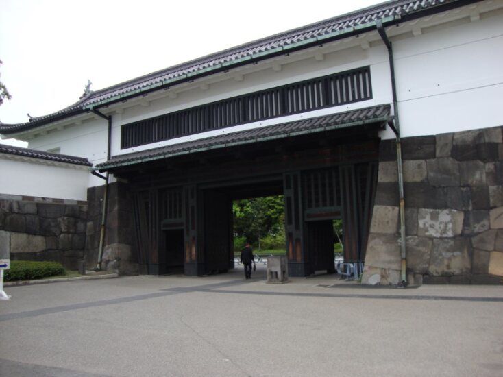 Monumental gate of a Japanese castle free photo