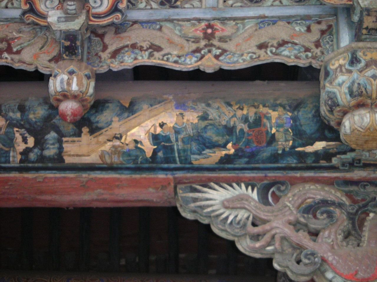 Plafond en bois sculpté au monastère Jinci en Chine, Asie photo gratuite