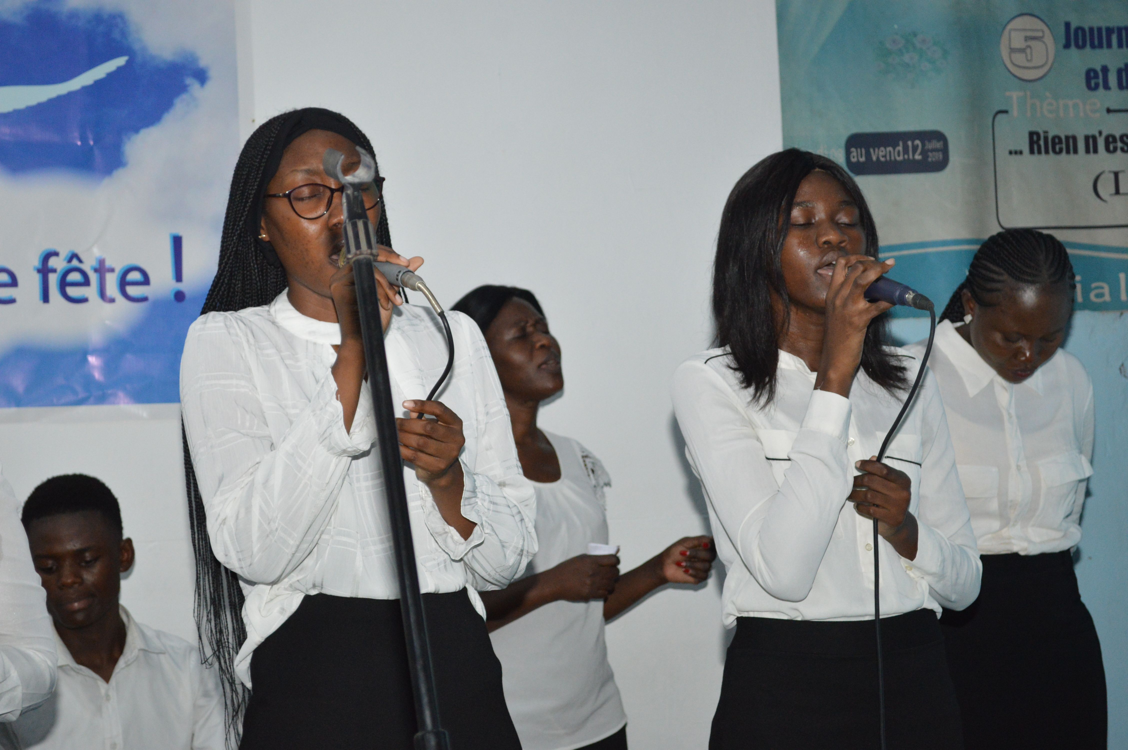 A Christian choir in full worship