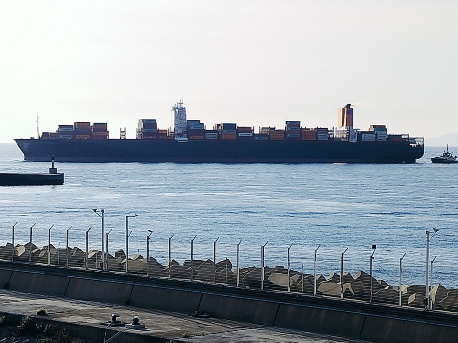 Un porte-conteneurs, un type de navire de charge spécialisé dans le transport de marchandises en conteneurs, photo gratuite