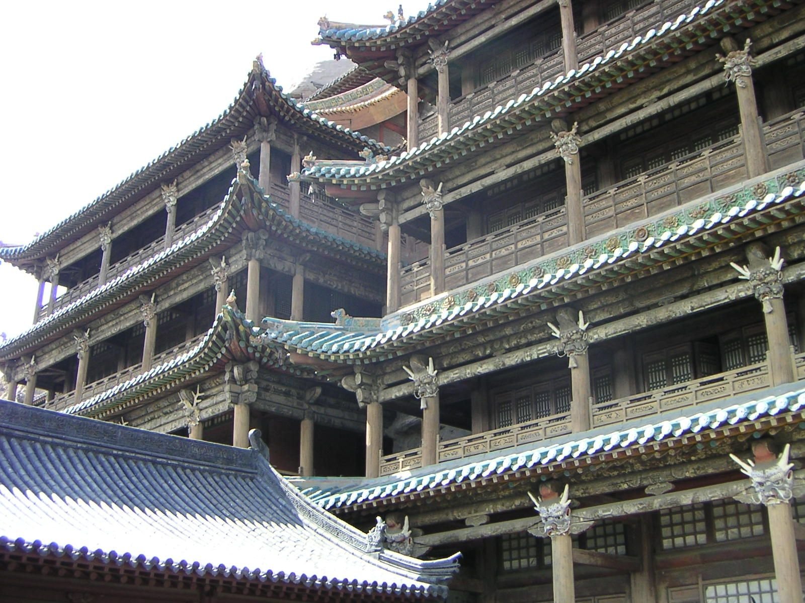 Temple chinois en étage, grotte de yungang, Asie photo gratuite