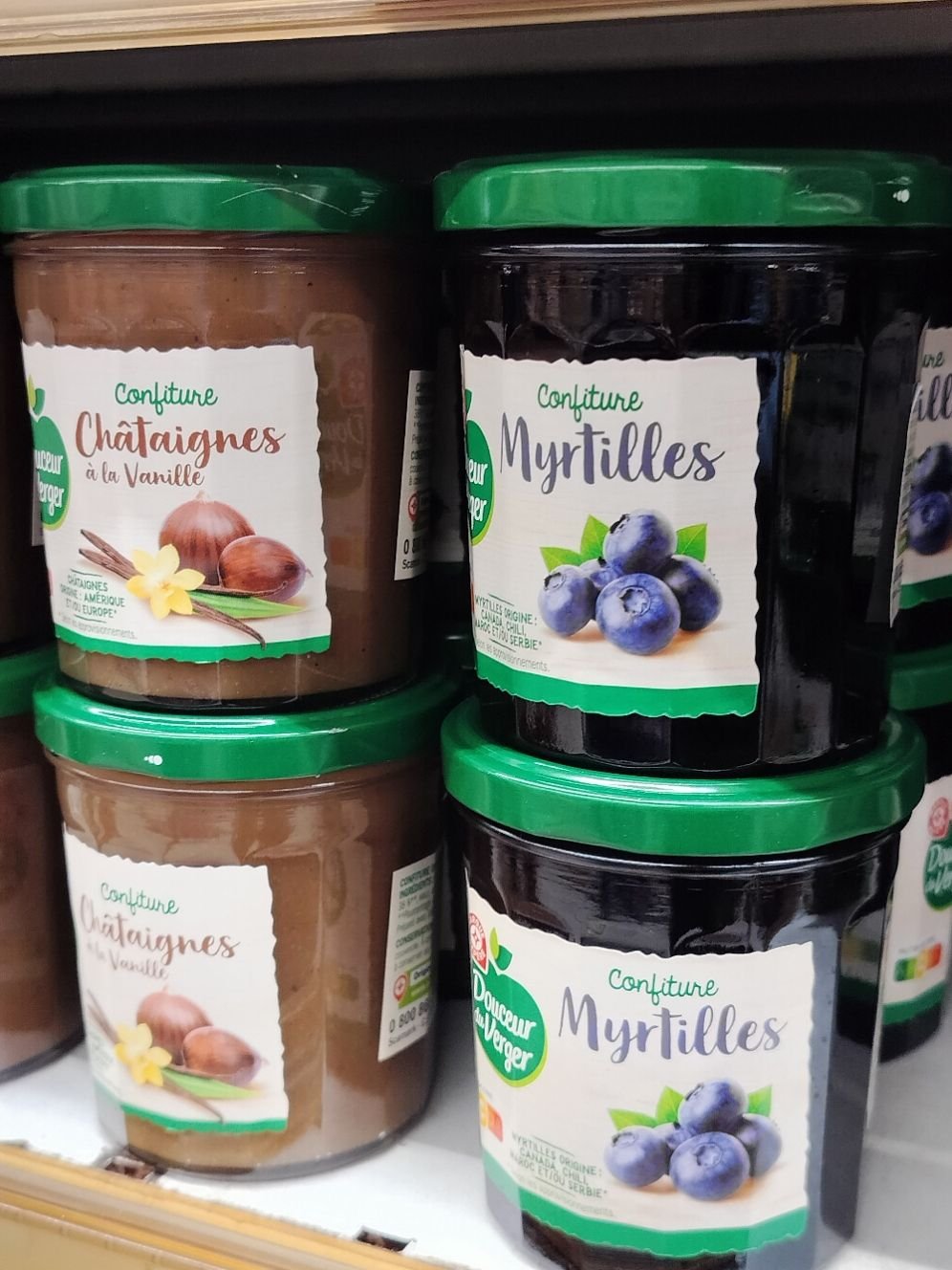 Rayon confiture dans un supermarché