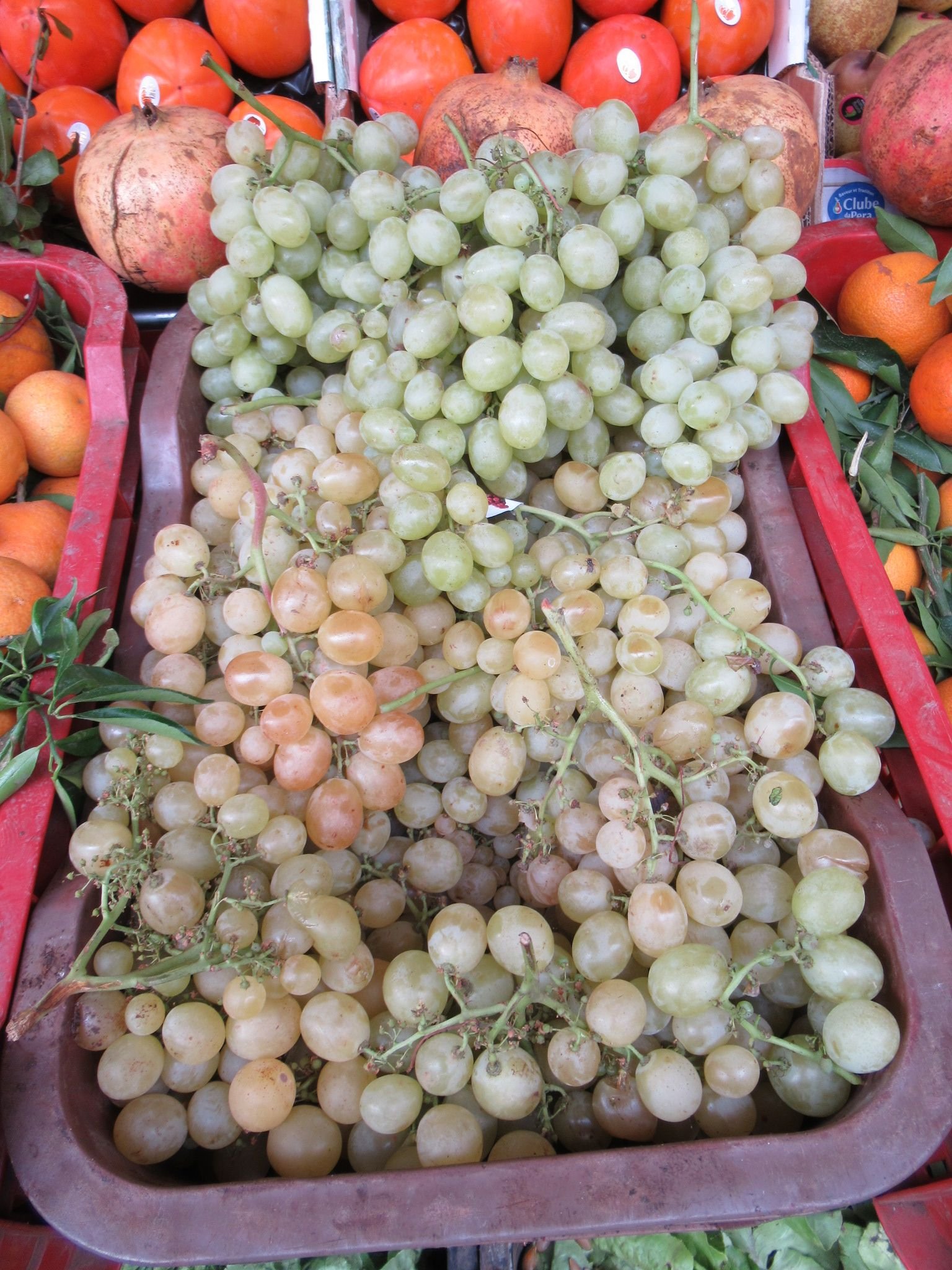 Raisins mûrs à vendre sur une table du marché photo gratuite