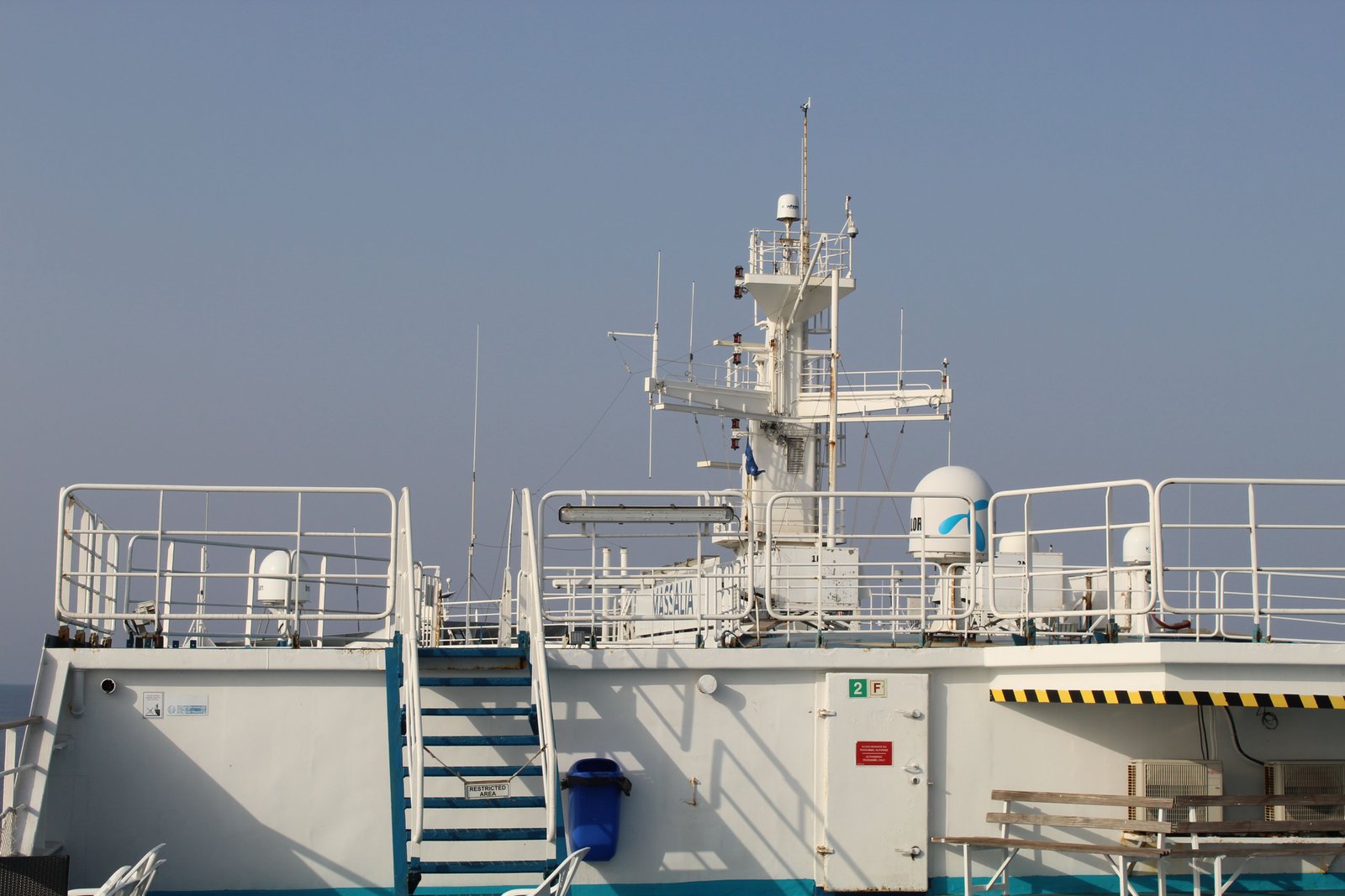 The upper deck and superstructure of a ship, free photo