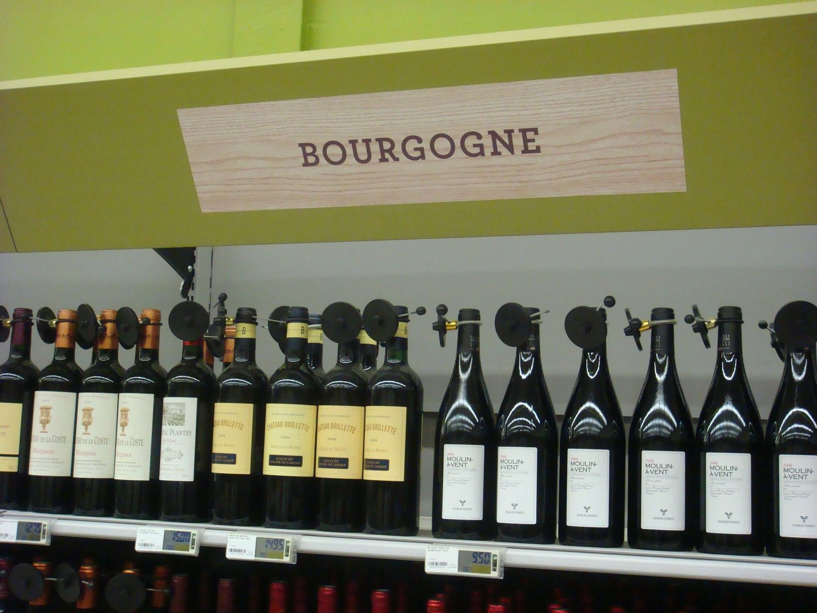 Rayon alcool Bourgogne dans un magasin