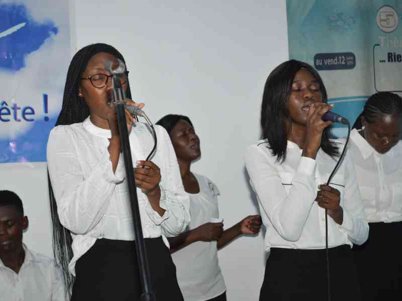 A Christian choir in full worship