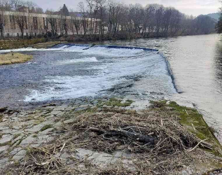 Boule de paille à coté d'une rivière photo gratuite