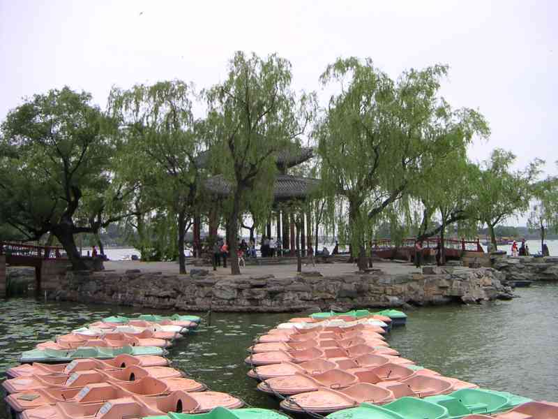 Pedal boats arranged in Kunming Lake in Beijing, China, Asia free photo