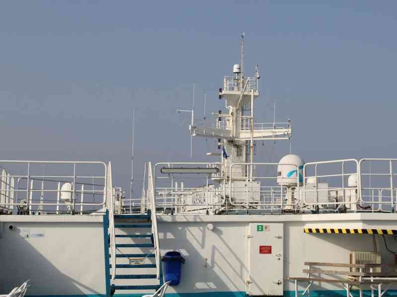 The upper deck and superstructure of a ship, free photo