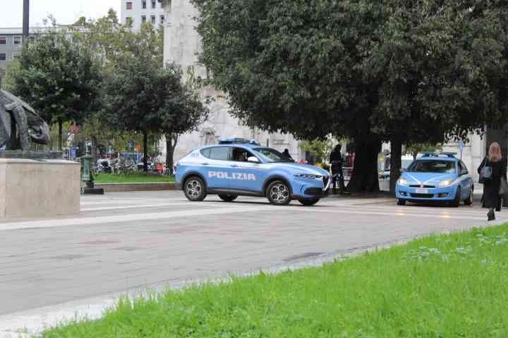 Police cars on patrol in the city of Milan Lombardy Italy free photo